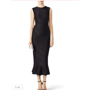 Opening Ceremony Black Lotus Flower Dress - Body Con Jacquard Midi Dress S